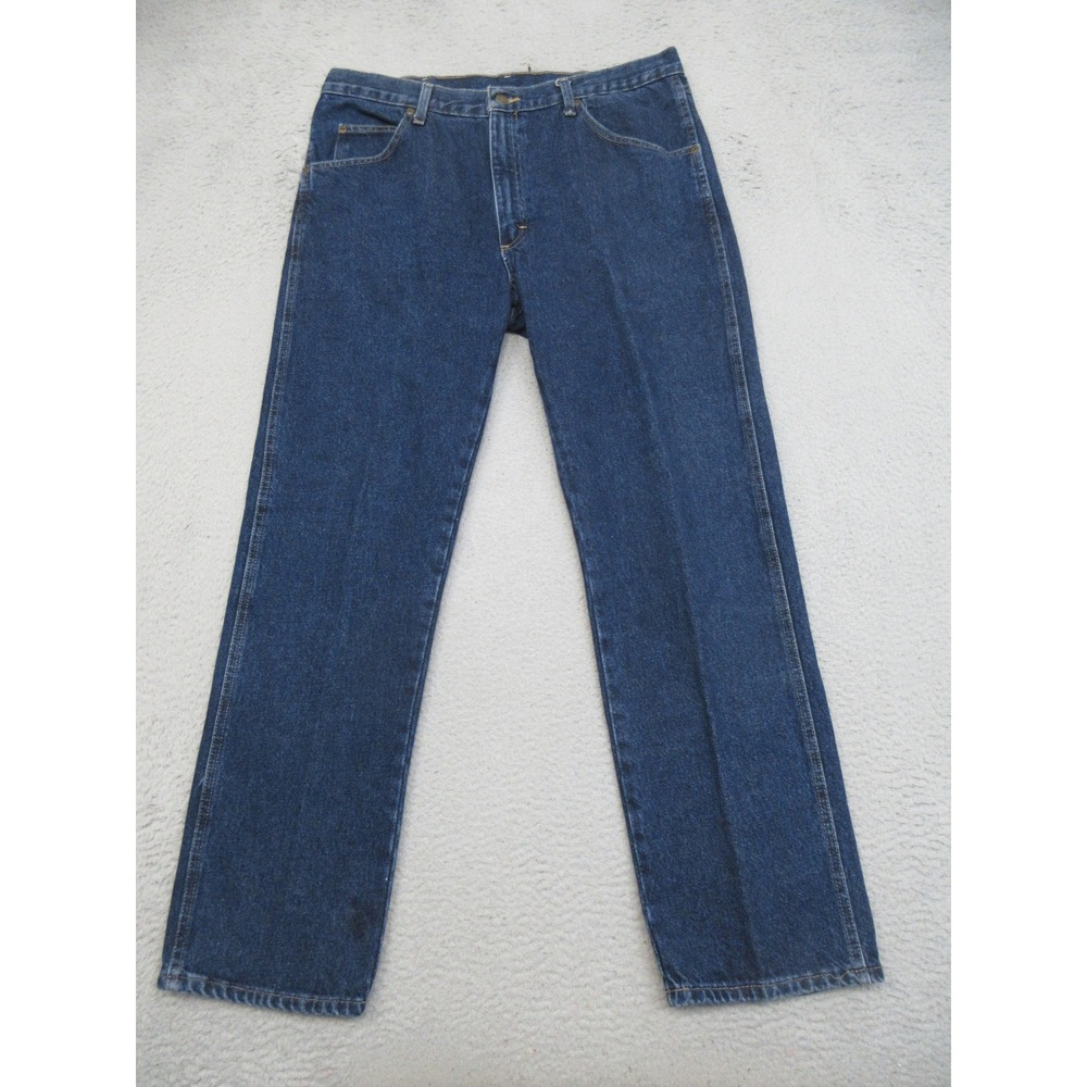 Wrangler Western Jeans Mens 36x32 Blue Straight Leg Workwear Everyday Basics